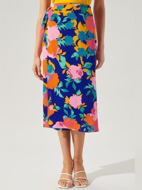 Sugarlips midi crepe faux wrap skirt Heat Wave Sarong Wrap Skirt